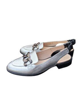Gadea by Lodi Silver Loafer Flats with Chain Detail